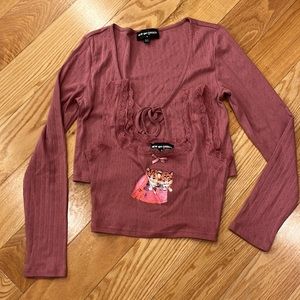 NEW girl ORDER tie front cropped cardigan twin set